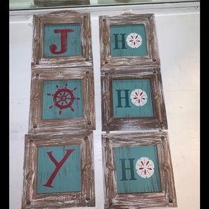JOY /HoHoHo nautical holiday signs,sold as a set